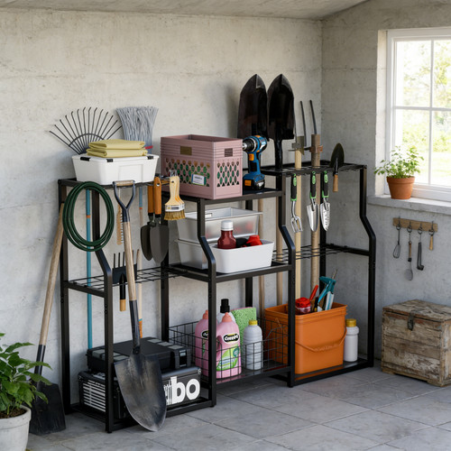 Garden tool rack shelves - garden,